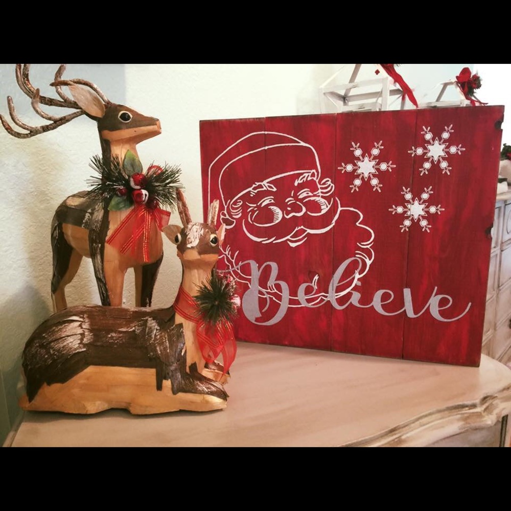 Santa Wood Christmas Sign